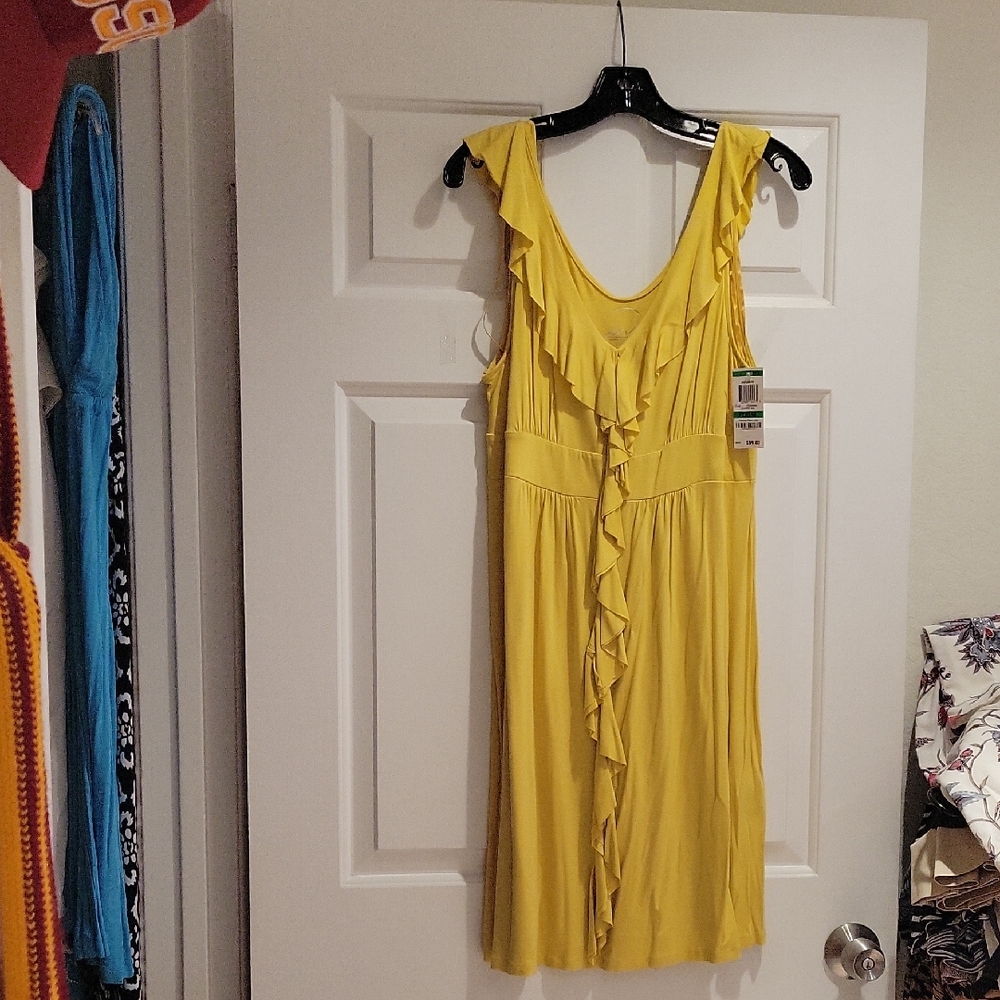 INC International Concepts Yellow Ruffled Midi Dress